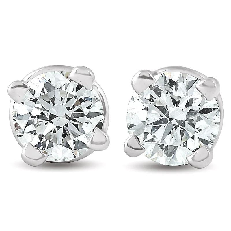 1/4 Ct Diamond Screw Back Studs 14k White Gold Lab Grown Eco Friendly