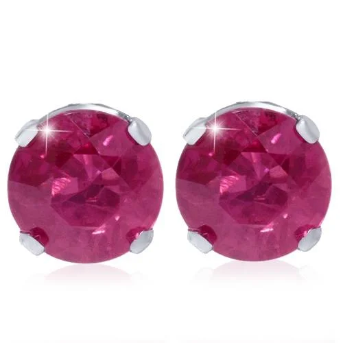 1/4ct Genuine Ruby Studs 14K White Gold