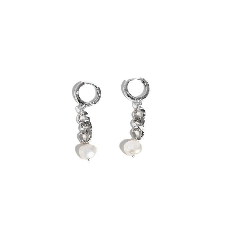 18K Silver Plated Brass & Silver Plated Huggies - James Earrings