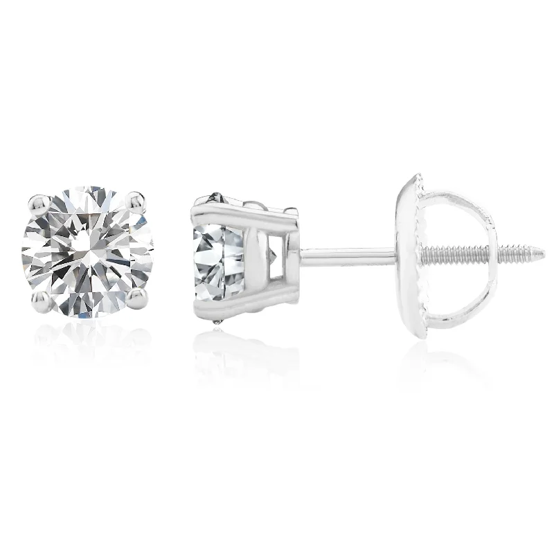 Certified 14k White Gold Lab Grown Diamond Solitaire Stud Earrings (1.0 ct.tw)