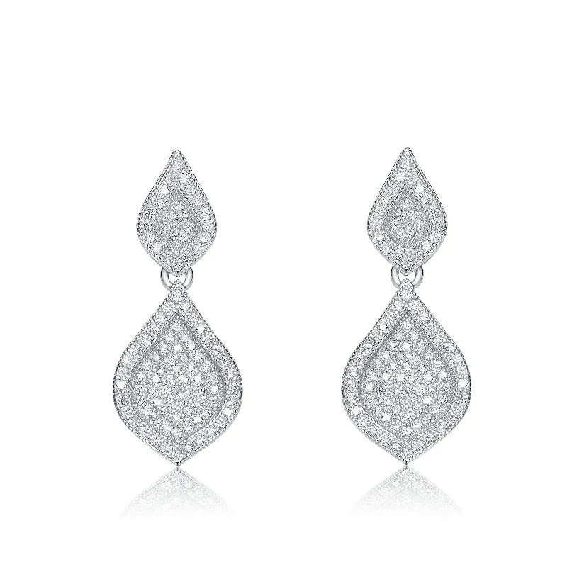 GENEVIVE Sterling Silver Cubic Zirconia Pear Drop Earrings