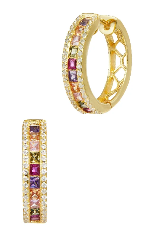 GOLD PLATED CUBIC ZIRCONIA HOOP EARRINGS