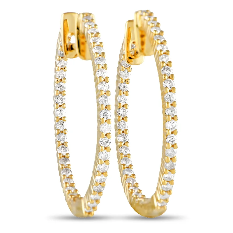 LB Exclusive 14K Yellow Gold 1.0ct Diamond Inside-Out Hoop Earrings