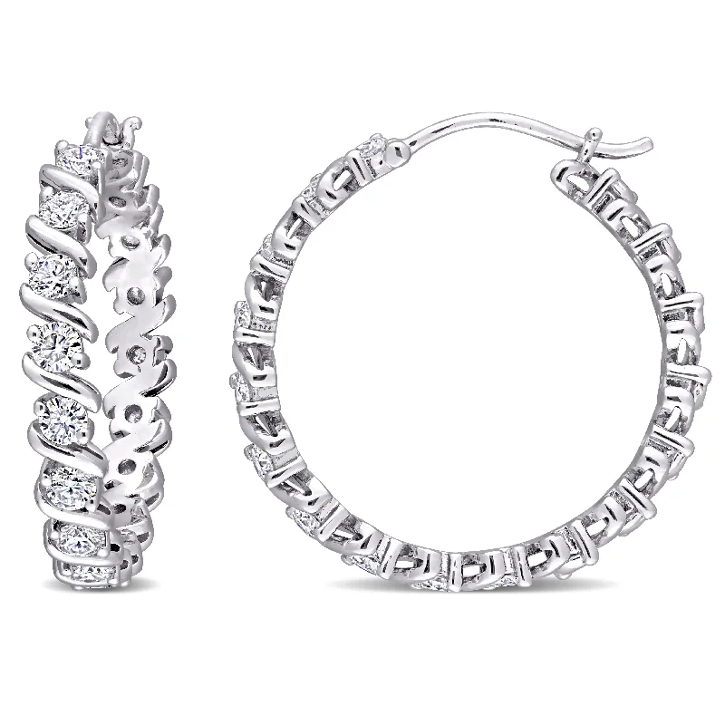 Mimi & Max 1 1/4ct DEW Created Moissanite Hoop Earrings in Sterling Silver