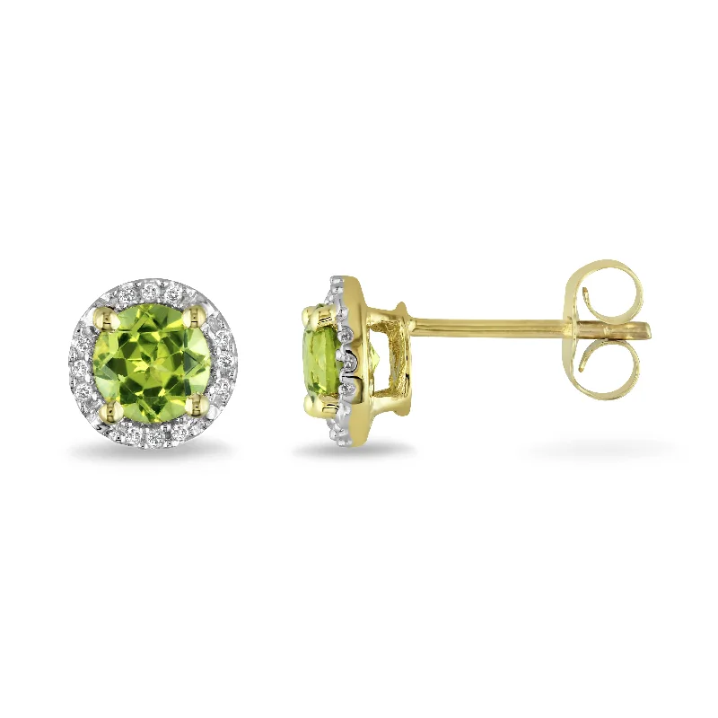 Mimi & Max 1 1/8ct TGW Peridot Halo Earrings with Diamond accents in 10k Yellow Gold