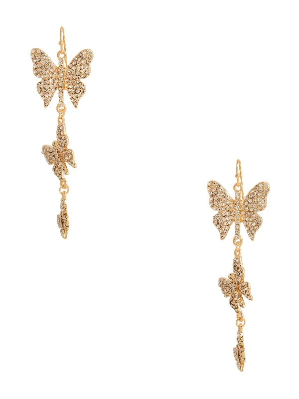 Rhinestone Butterfly Dangle Earrings