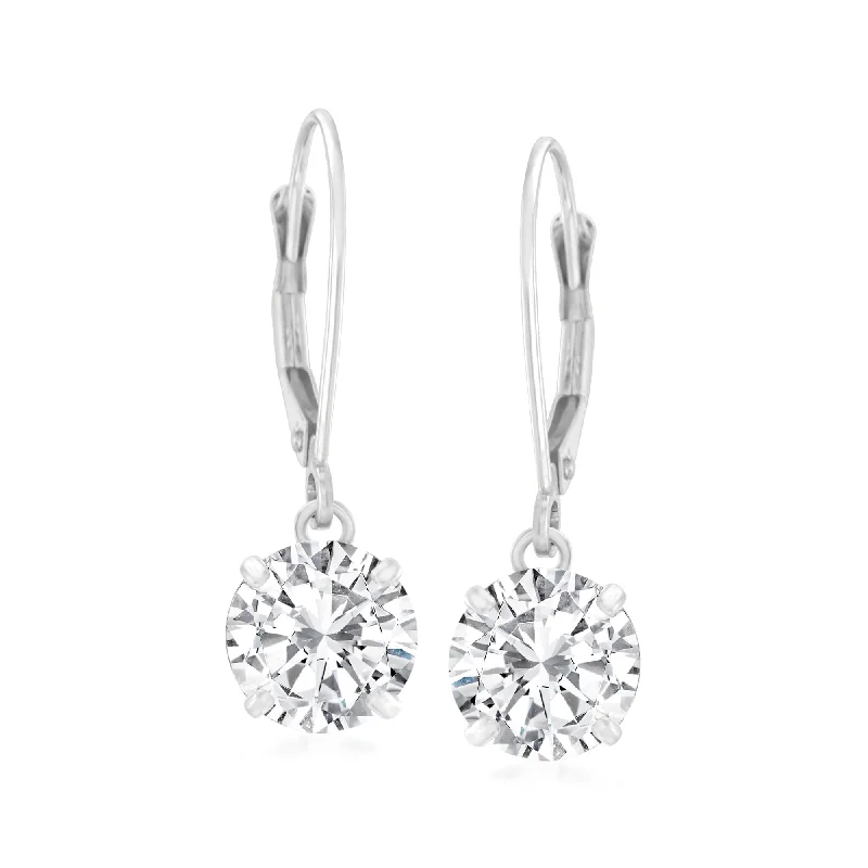 Ross-Simons CZ Drop Earrings in 14kt White Gold