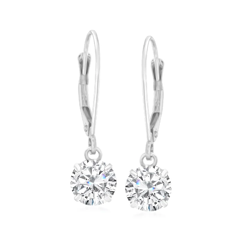 Ross-Simons CZ Drop Earrings in 14kt White Gold