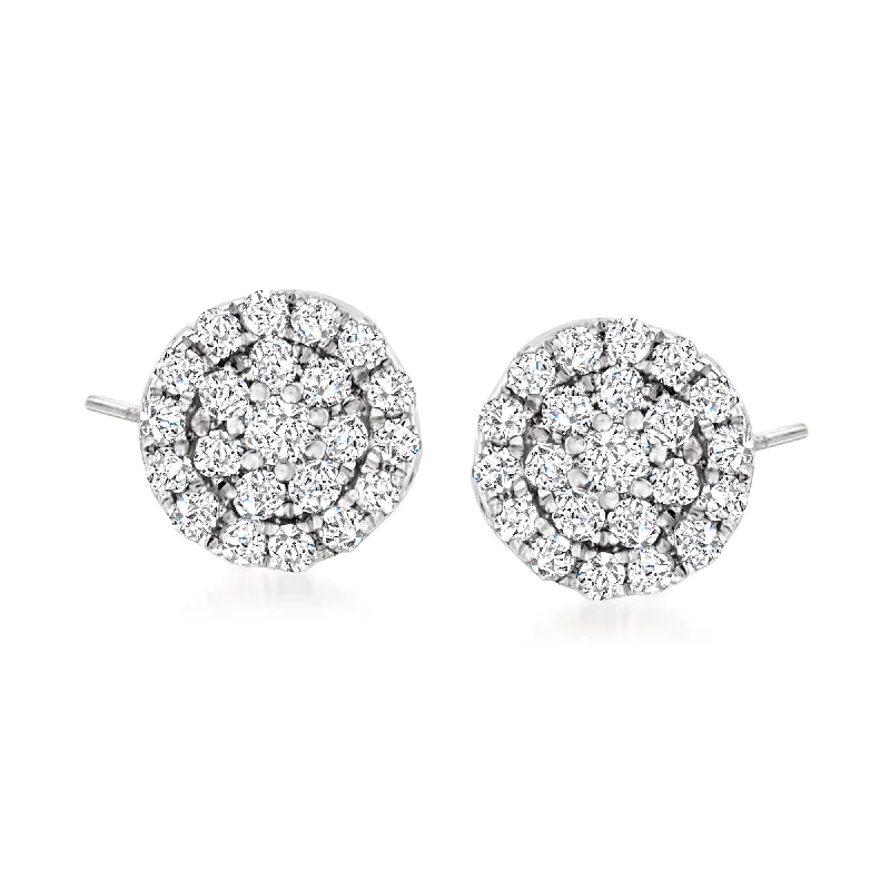 Ross-Simons Diamond Cluster Earrings in Sterling Silver