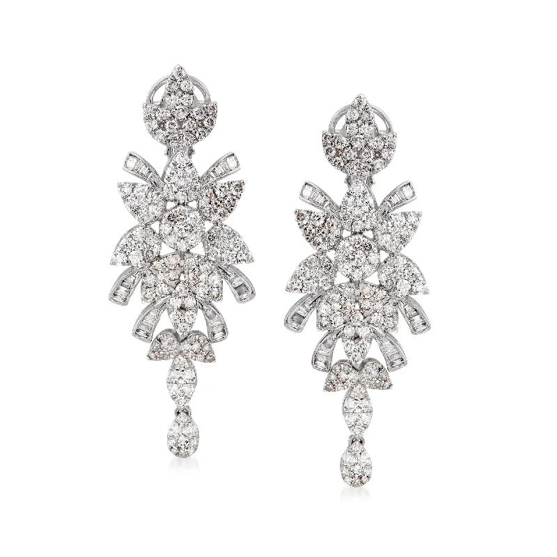 Ross-Simons Diamond Drop Earrings in 14kt White Gold