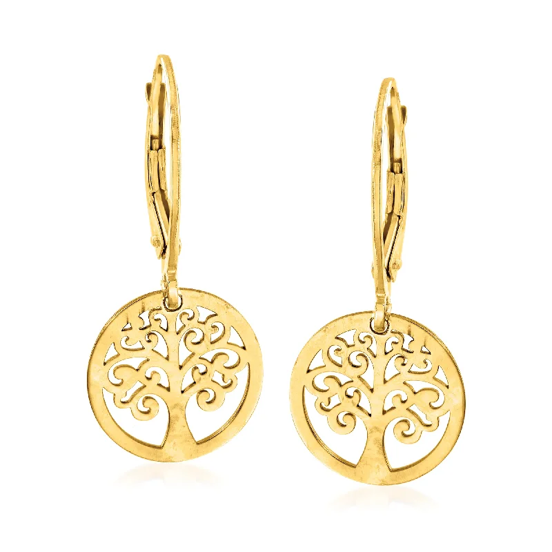 Ross-Simons Italian 14kt Yellow Gold Tree Of Life Drop Earrings