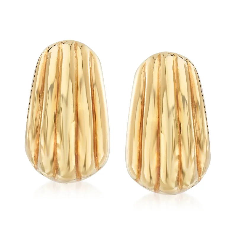 Ross-Simons Italian 18kt Yellow Gold Grooved Earrings