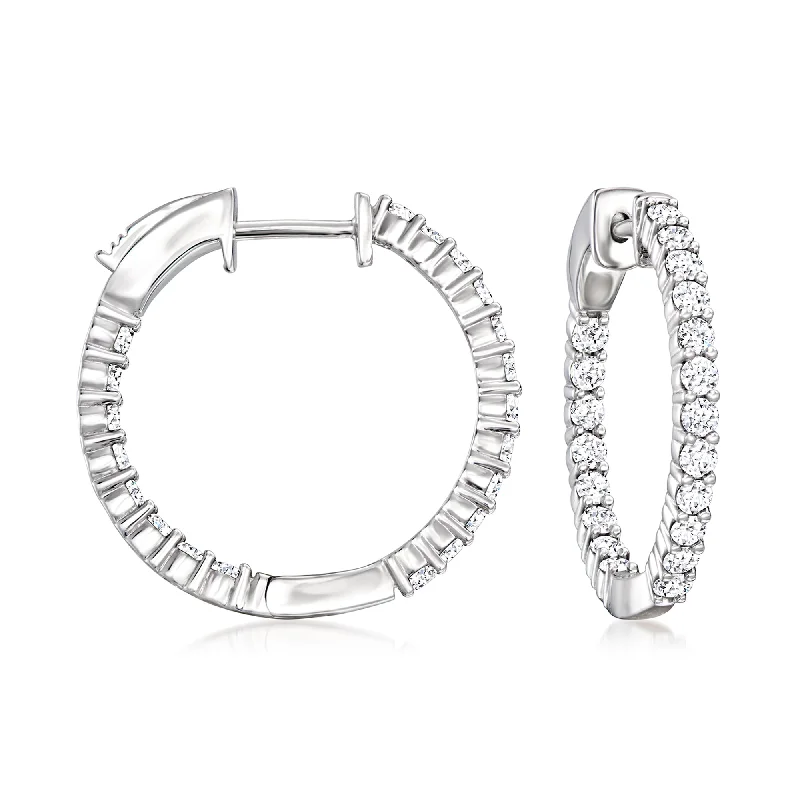 Ross-Simons Lab-Grown Diamond Inside-Outside Hoop Earrings in Sterling Silver