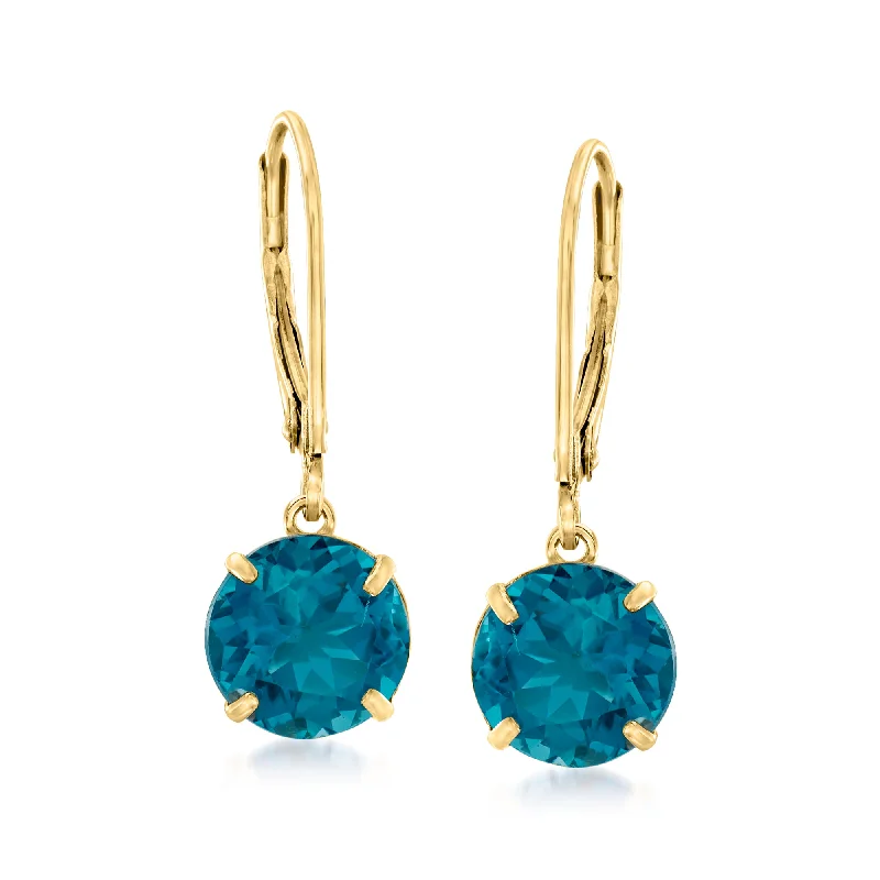 Ross-Simons London Blue Topaz Drop Earrings in 14kt Yellow Gold