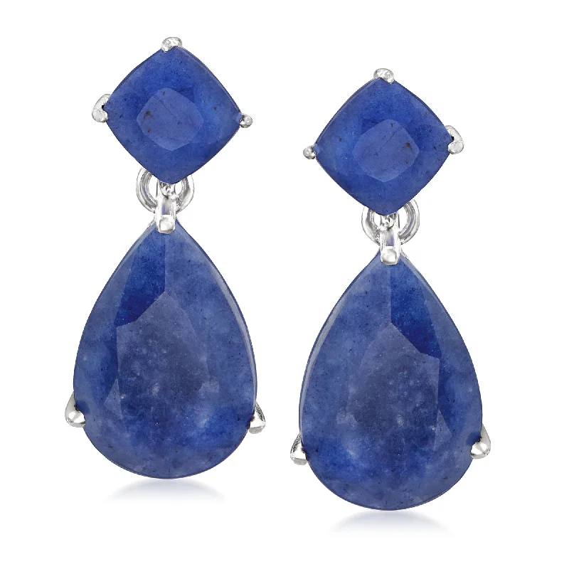 Ross-Simons Sapphire Drop Earrings in Sterling Silver