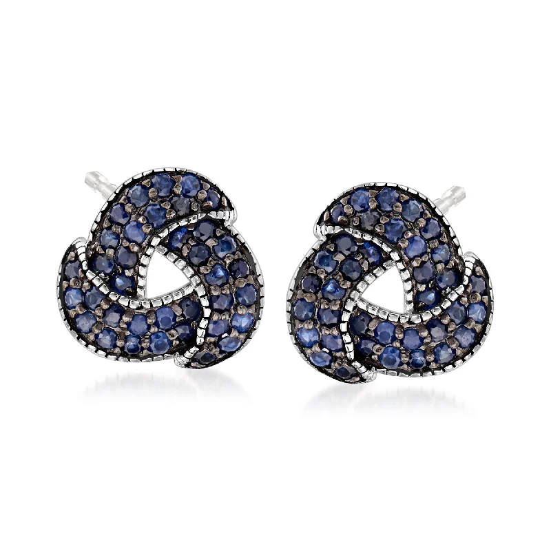 Ross-Simons Sapphire Love Knot Earrings in Sterling Silver