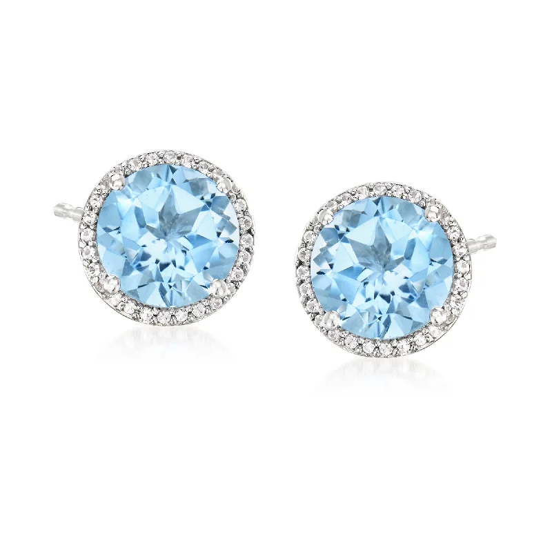 Ross-Simons Sky Blue Topaz and . White Topaz Earrings in Sterling Silver