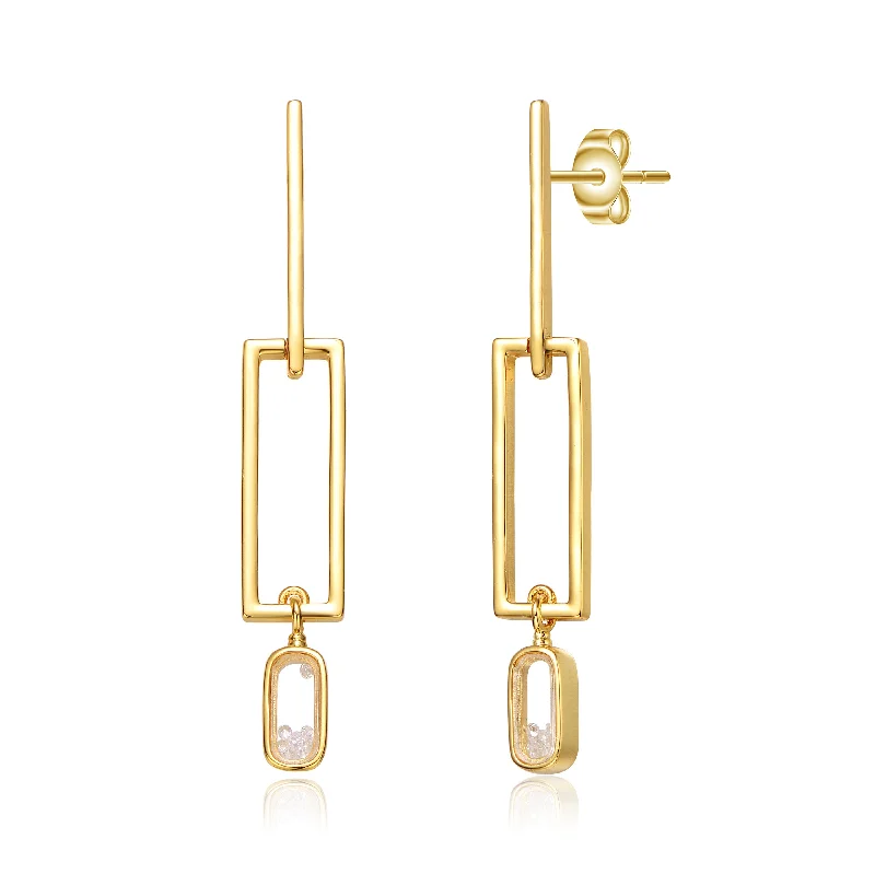 Rachel Glauber 14k Gold Plated Cubic Zirconia Drop Earrings