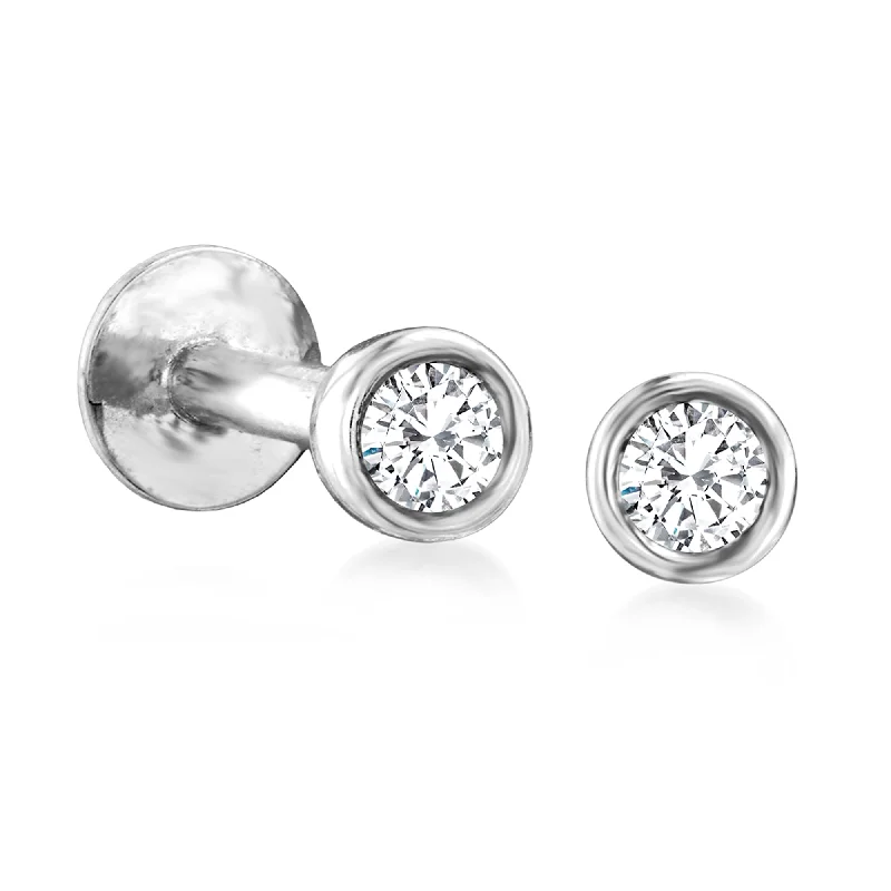 RS Pure by Ross-Simons Bezel-Set Diamond Stud Earrings in Sterling Silver