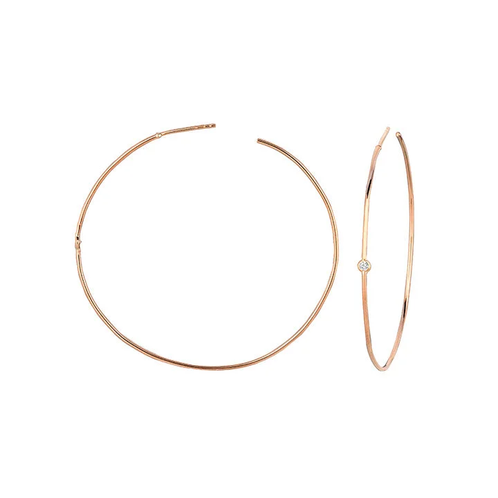 Single Diamond Hoop Earrings