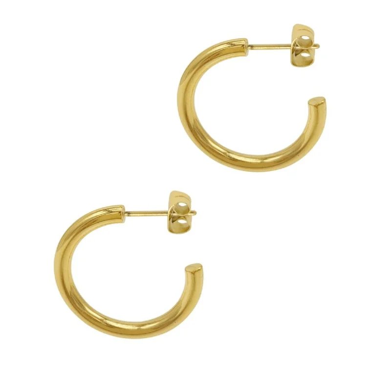 Tarnish Resistant 14k Gold Plated Tube Hoops