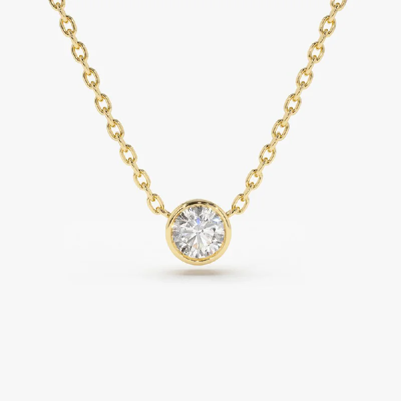 Timeless Jewelry Styles At Wallet-Friendly Prices 0.50 - 1.00 ctw 14k Bezel Setting Round Diamond Lab Grown Solitaire Necklace - Reina