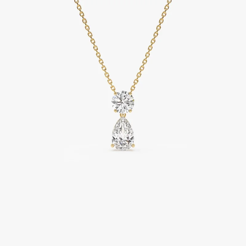 Sparkle For Less – Shop Jewelry Deals Now 1.25 ctw 14K Basket Setting Pear Shape & Round Cut Lab Grown Diamond Necklace - Lila