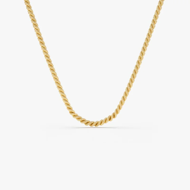 Elegant Necklaces And Bracelets At Limited-Time Offers 14k Gold 2.25MM Rope Chain