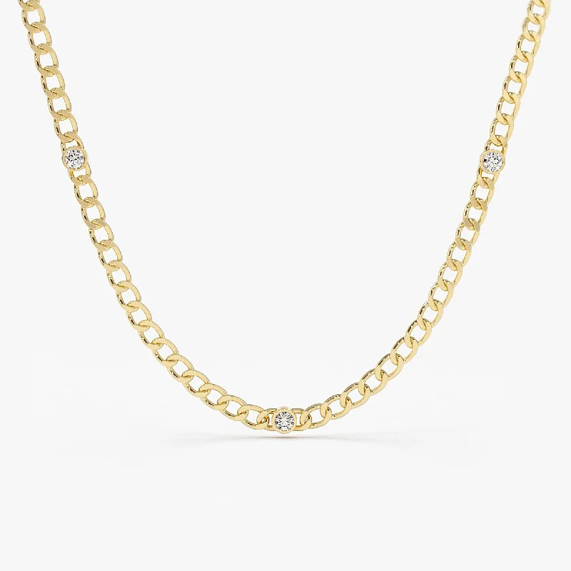 Final Call For Exquisite Jewelry At Reduced Rates 14K Gold Cuban Link Necklace w/ Bezel Setting Diamond