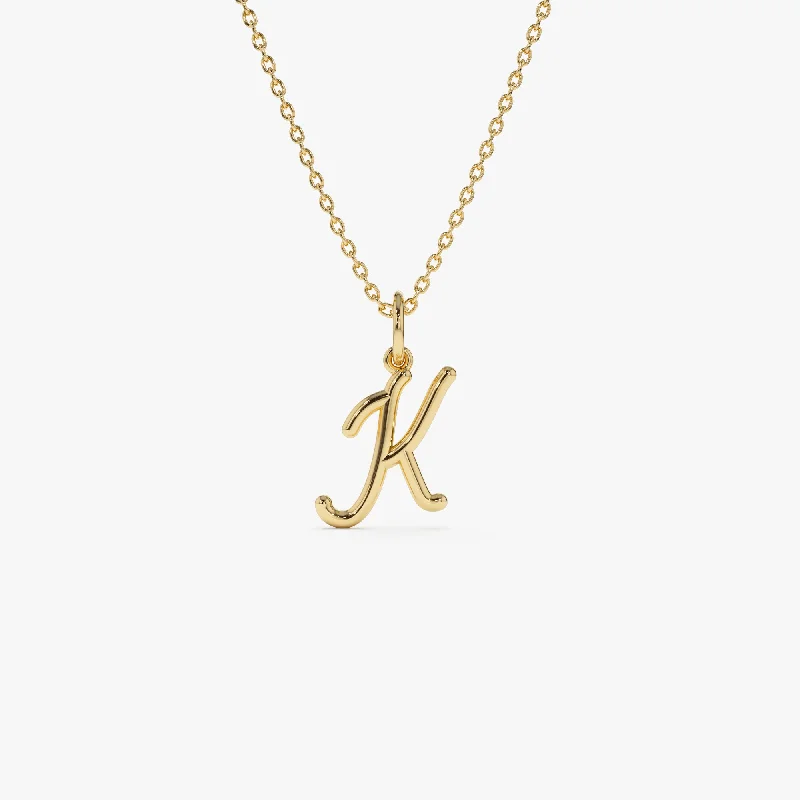 Get The Sparkle You Love At Prices You Adore 14k Plain Gold Script Initial Necklace