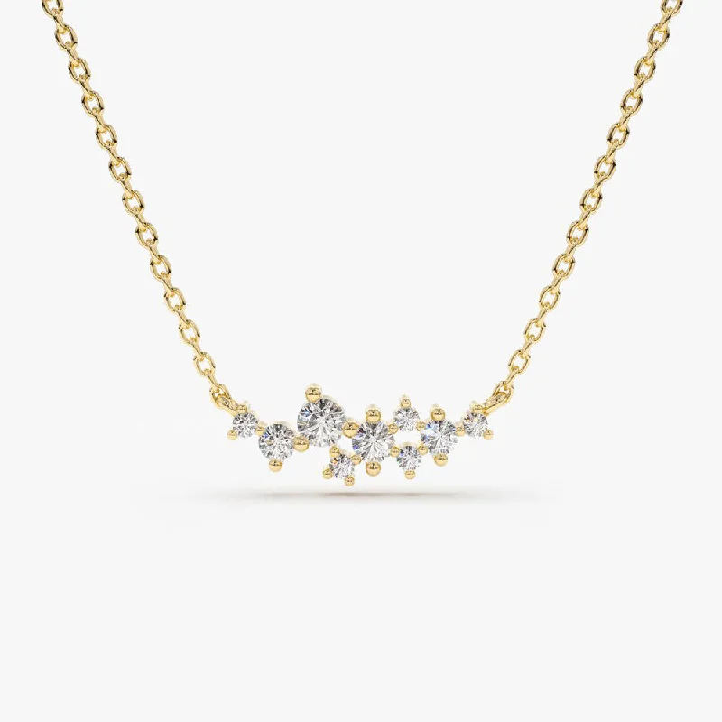 Luxury Meets Affordability – Jewelry Sale Live Now 14K Gold Nine Diamond Cluster Necklace