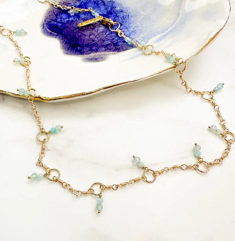 Don't Miss Out – Shop Elegant Jewelry For Less Aquamarine wrapped link necklace