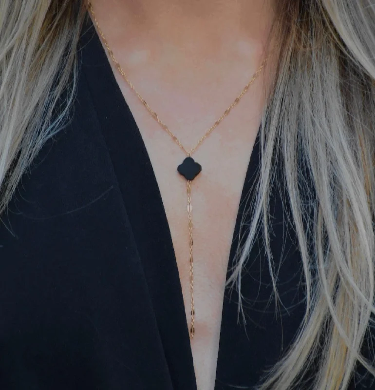 Exclusive Online Jewelry Sale – Don't Wait Payton Clover Drop Necklace - Onyx