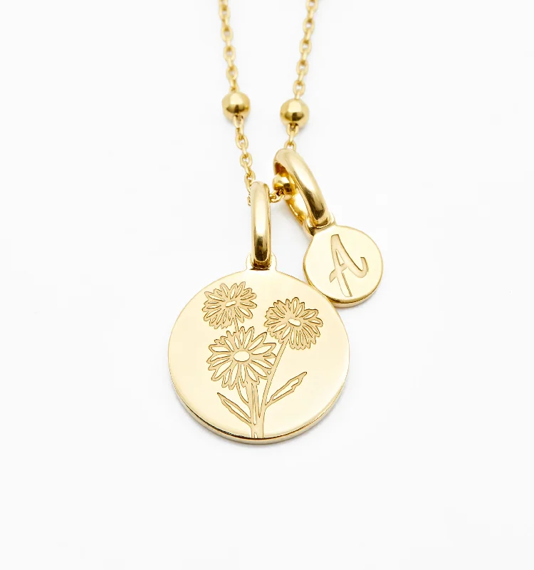 Romantic Heart-Shaped Jewelry For Special Gifts Daisy Initial Necklace - April Flower