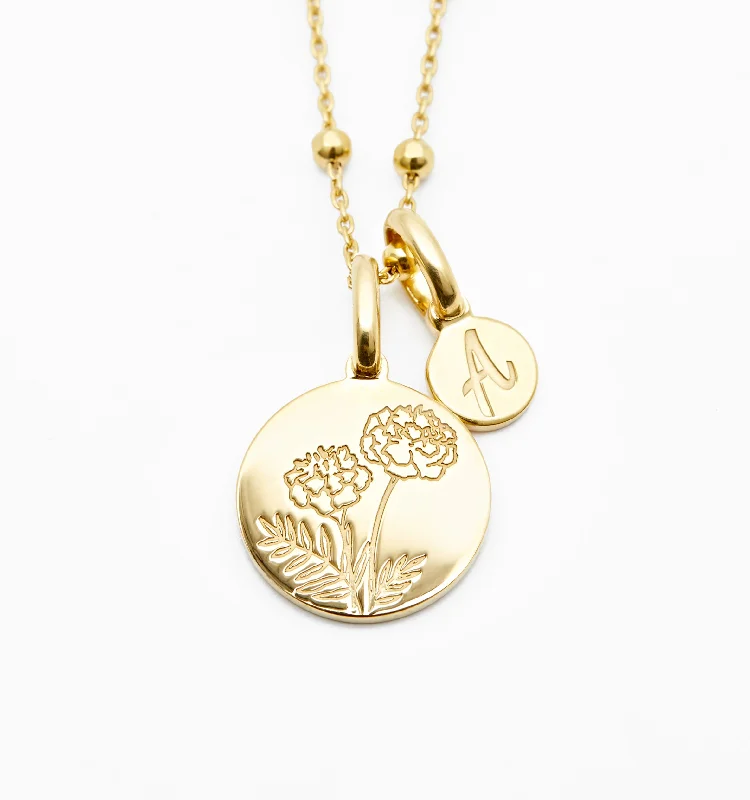 Shine Without Limits – Jewelry Sale Happening Now Marigold Initial Necklace - October Flower