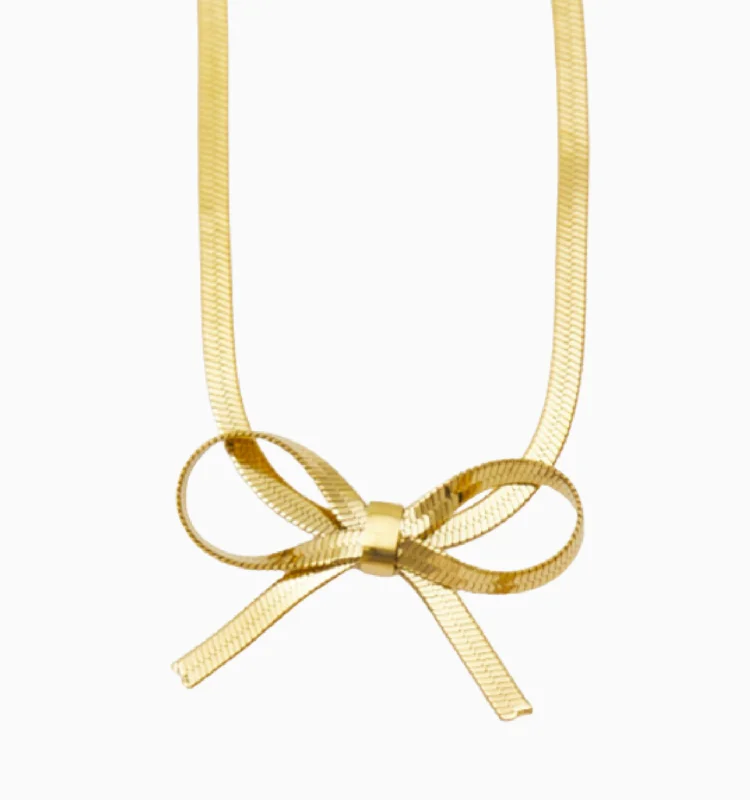 Flash Sale On Elegant Jewelry – Don't Miss Out Herringbone Bow Necklace