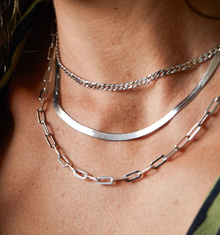 Breathtaking Jewelry At Limited-Time Savings Herringbone Chain Necklace Silver