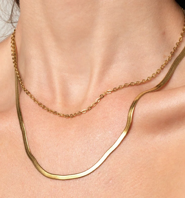 Limited-Time Offer On Elegant Jewelry Pieces Layered Herringbone & Cable Necklace