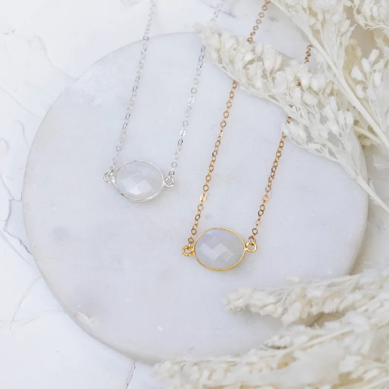 Classic And Modern Jewelry Styles On Sale Moonstone Bezel Necklace