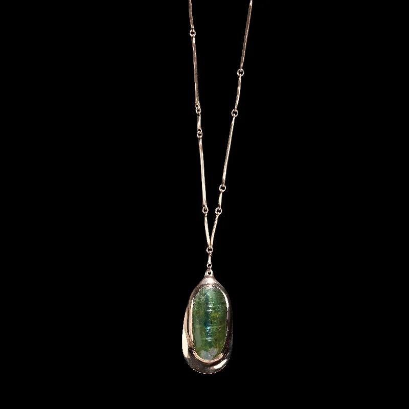 Flash Sale On Exquisite Jewelry – Don't Miss Out Green Kyonite Cast Line Pendant Necklace