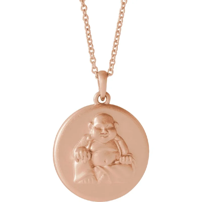 Timeless Jewelry Styles At Wallet-Friendly Prices 14k White, Yellow or Rose Gold Buddha 16mm Disc Necklace, 16-18 Inch