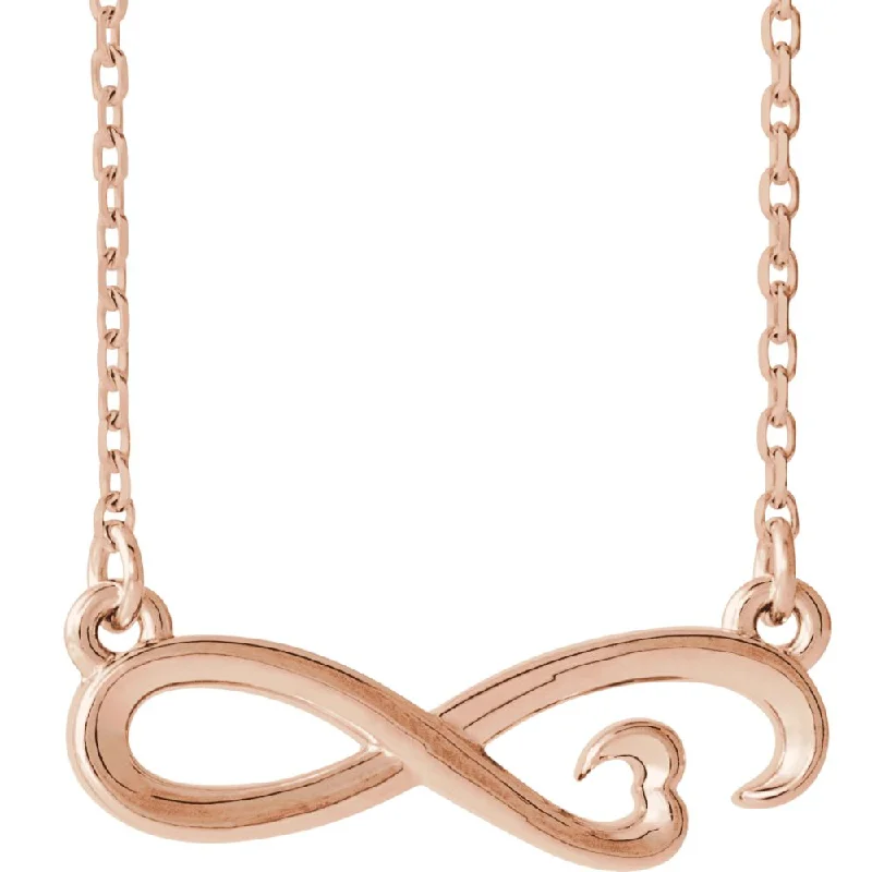 Your Perfect Accessory Now At The Best Price 14k White, Yellow or Rose Gold Infinity Heart Necklace, 16-18 Inch