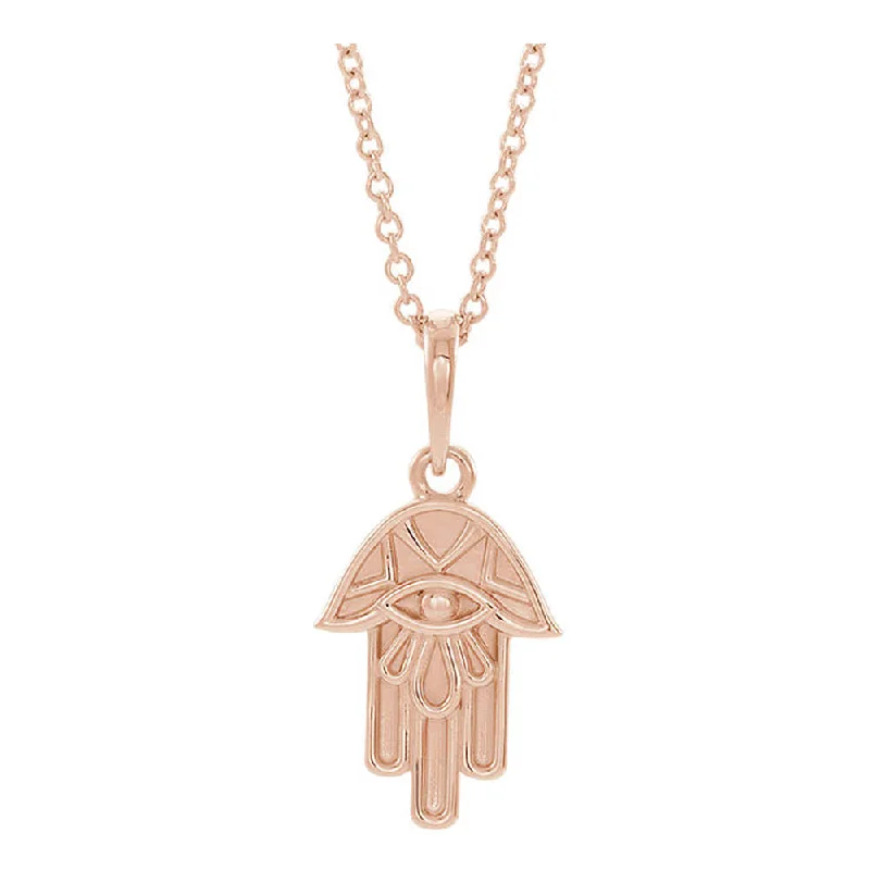 Affordable Glamour – Premium Jewelry For Less 14k White, Yellow or Rose Gold Small Hamsa Necklace, 16-18 Inch