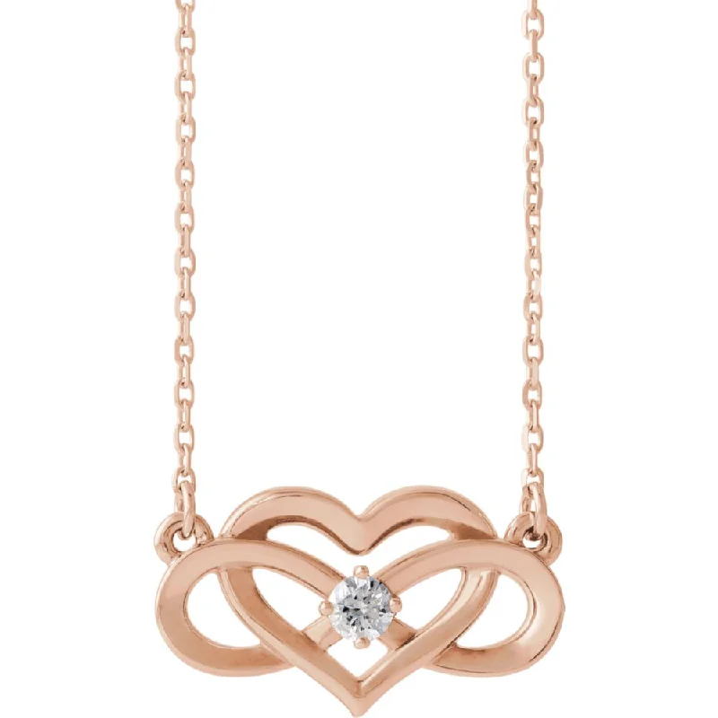 Timeless Elegance Now At Special Discounts 14k Yellow, White or Rose Gold Diamond Infinity Heart Necklace 16-18in