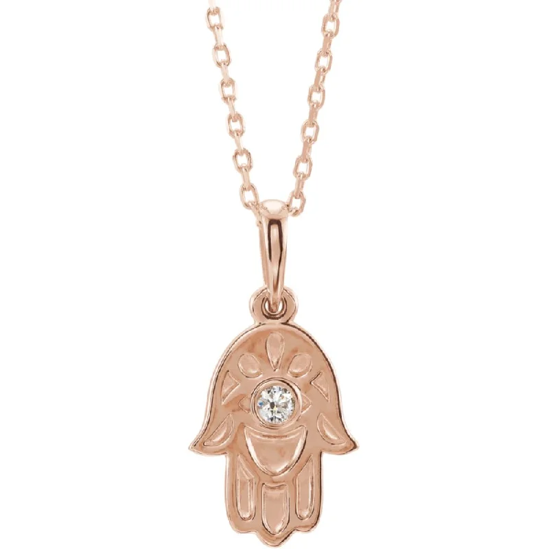 Don't Miss Out On Bestselling Jewelry At Special Prices 14k Yellow, White or Rose Gold Diamond Small Hamsa Necklace, 16-18 In.