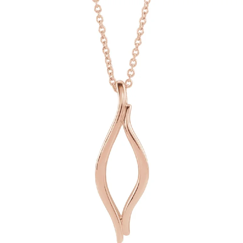 Modern Statement Jewelry For Bold Styling 14k Yellow, White or Rose Gold Freeform Marquise Necklace, 16-18 Inch