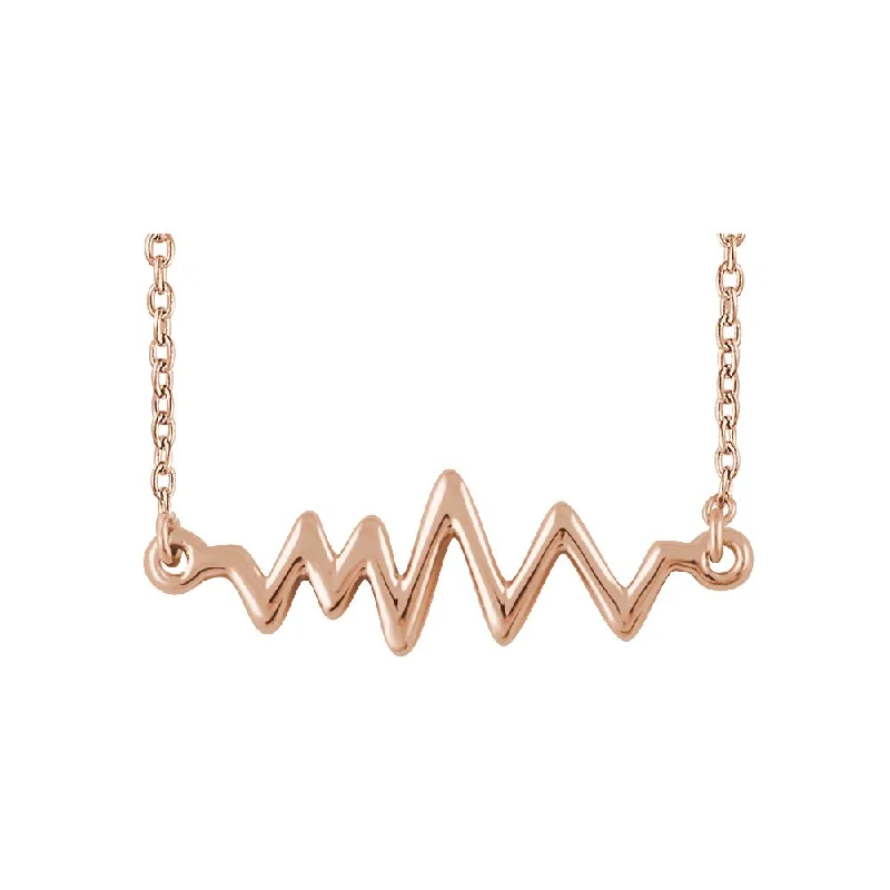 Unmissable Jewelry Discounts – Elevate Your Look For Less 14k Yellow, White or Rose Gold Heartbeat Bar Necklace, 16-18 Inch