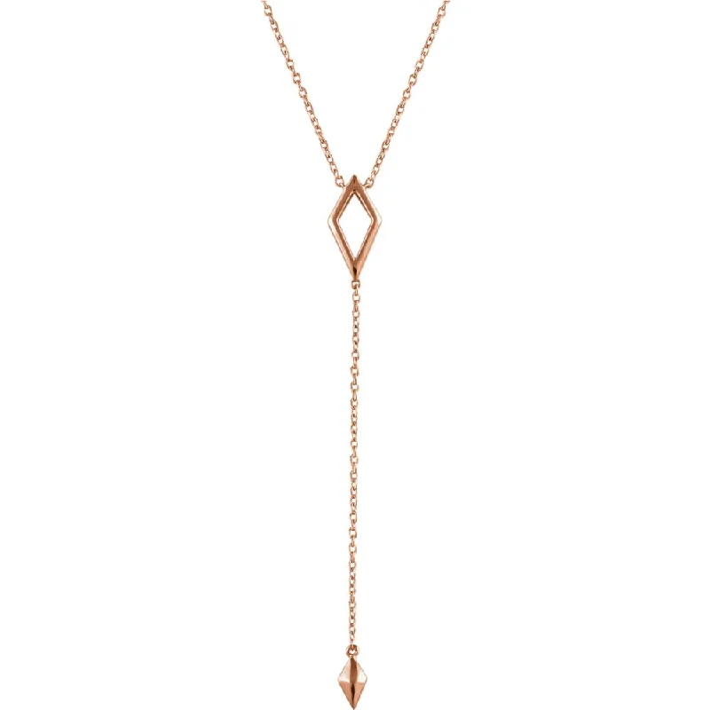 Affordable Glamour – Must-Have Jewelry At Special Rates 14k Yellow, White or Rose Gold Rhombus Y-Drop Necklace, 16-18 Inch