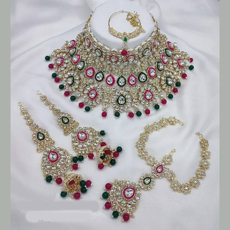 Jewelry Sale Bonanza – Grab Your Sparkle Now Lucentarts Jewellery Gold Plated Kundan Stone Semi Bridal Necklace Set