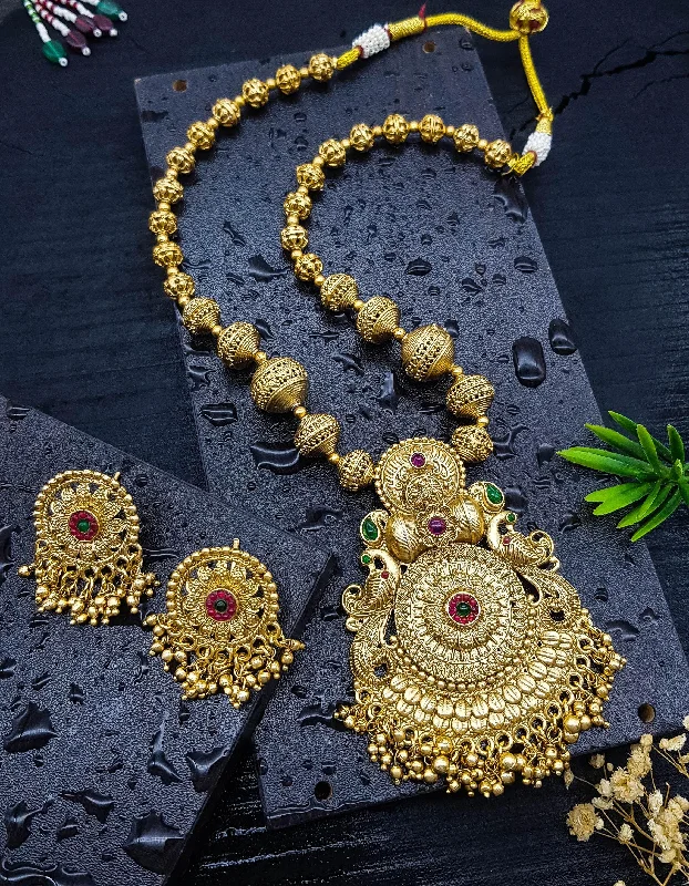 Must-Have Jewelry At Unbelievable Discounts Premium Gold Finish Exclusive Pendent Set with Gundu and CZ Stones